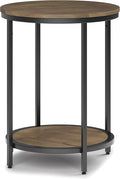 SIMPLIHOME Jenna Industrial 18 inch Wide Metal Round Accent Side Table in Warm Grey for the Living Room and Bedroom