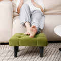 HOUCHICS Small Footstool Ottoman,Velvet Soft Footrest Ottoman with Wood Legs,Sofa Footrest Extra Seating for Living Room Entryway Office(Green 1PACK)