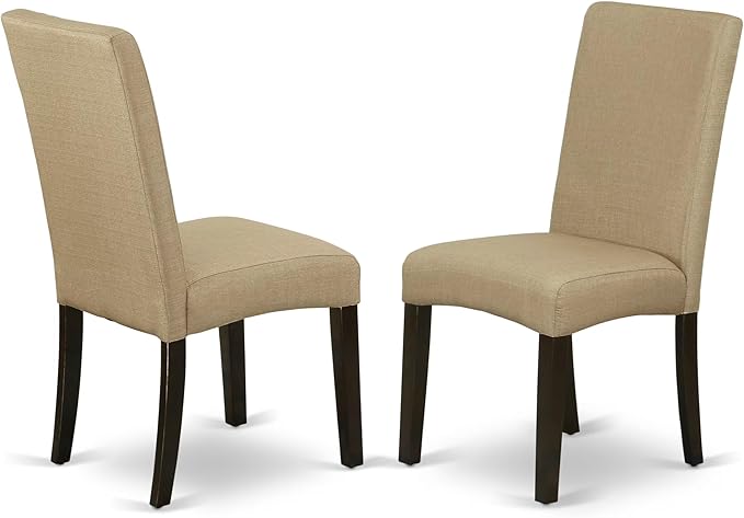 East West Furniture ANDR5-CAP-03 5 Piece Kitchen Table & Chairs Set Includes a Round Dining Room Table with Pedestal and 4 Brown Linen Fabric Parson Dining Chairs, 36x36 Inch, Cappuccino