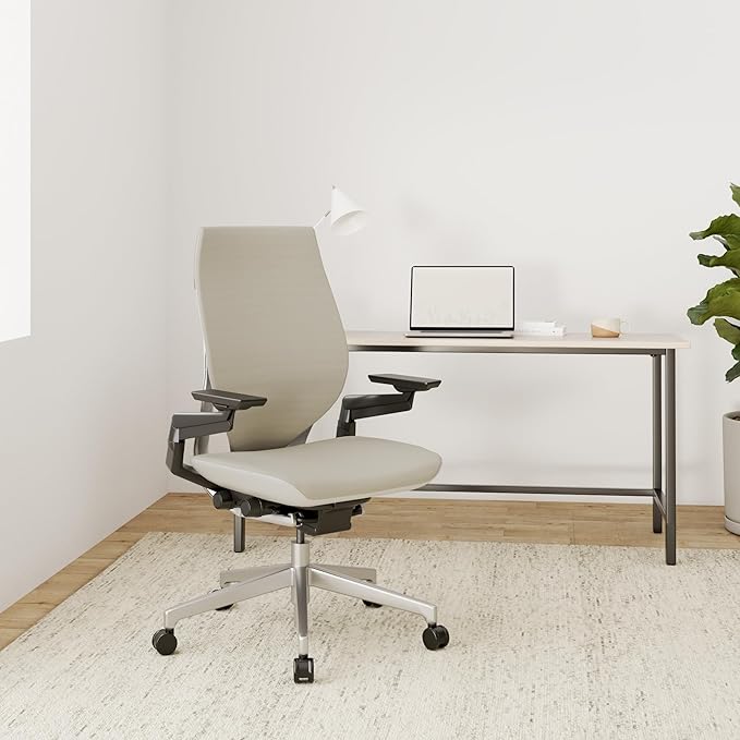 Steelcase Gesture Office Chair - Ergonomic Work Chair with Wheels for Carpet - Comfortable - Intuitive-to-Adjust for Desk - 360-Degree Arms - Coconut Yellow Fabric