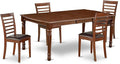 East West Furniture DOML5-MAH-LC 5 Piece Dining Room Furniture Set Includes a Rectangle Kitchen Table with Butterfly Leaf and 4 Faux Leather Upholstered Chairs, 42x78 Inch, Mahogany
