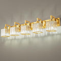 Modern Bathroom Vanity Light 5-Lights Chrome Crystal Wall Lamp Bathroom Modern Crystal Vanity Lighting