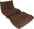 Bean Bag Chair - Memory Foam Bean Bag Chair for Adults, Comfy High-Resilience Single Sofa, Small Space Floor Chair, Chaise Lounge for Living Room, Bedroom(Dark Brown, Wrinkles+Ottoman)