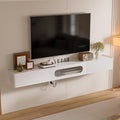 Floaticase Floating TV Stand, 55IN Fully Assembled Hign Gloss Wall Mounted Entertainment Center with Flip-Down Door & Drawers, Under TV Shelf with Large Storage for Living Room, Bedroom
