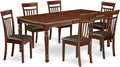 East West Furniture DOCA7-MAH-LC 7 Piece Kitchen Table & Chairs Set Consist of a Rectangle Butterfly Leaf Dining Table and 6 Faux Leather Upholstered Chairs, 42x78 Inch, Mahogany