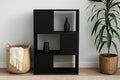 GHC 3 Tier Bookshelf, Wood Decorative Storage Shelving, Modern Freestanding Display Shelves, Tall Book Shelf Unit for Living Room, Bedroom, Office-Black