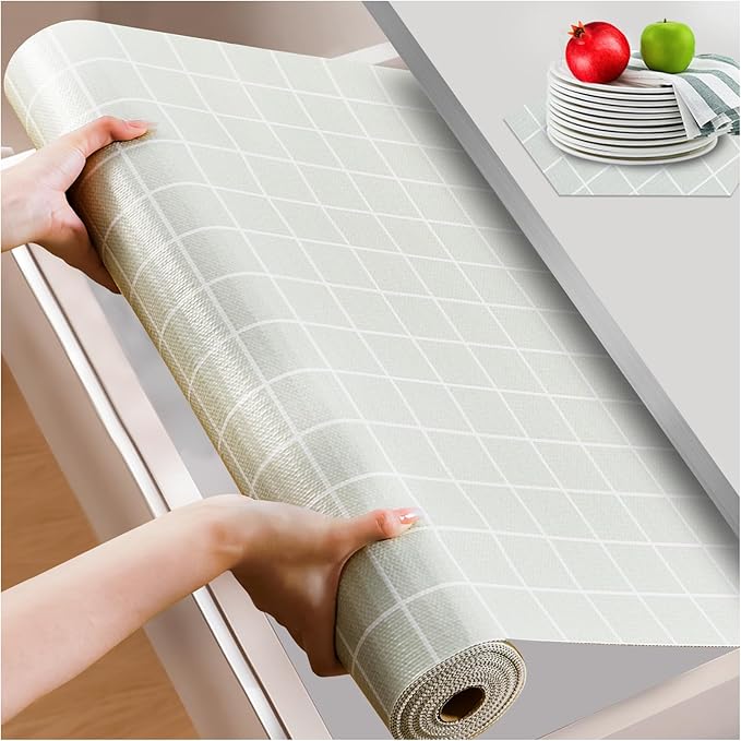 Beautysaid Shelf and Drawer Liner for Kitchen Cabinet, Non Adhesive Non Slip Shelf Paper Waterproof Washable Thickened for Dresser Pantry Shelve Bathroom Protector Liner(Light Green,12 in x 20 FT)