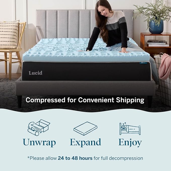 LUCID Gel Infused Memory Foam Mattress Topper – 3 Inch Mattress Topper – 5 Comfort Zones Relieve Pressure – CertiPUR-US Certified Foam - King
