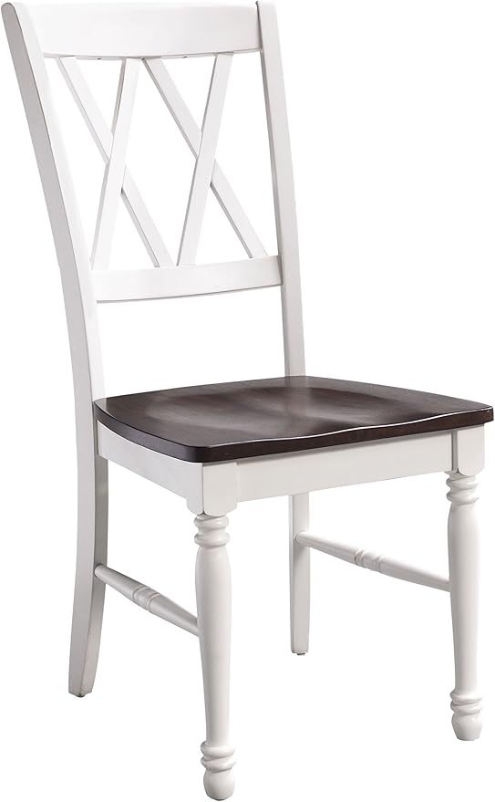 Crosley Furniture Shelby 6-Piece Traditional Dining Table Set for 7 with 4 Chairs and a Wood Bench, Distressed White