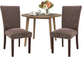 COLAMY 5-Piece Round Dining Table Set for 4, 36" Kitchen Extendable Wood Table with 4 Nailhead Dining Room Chairs,Light Brown/Brown