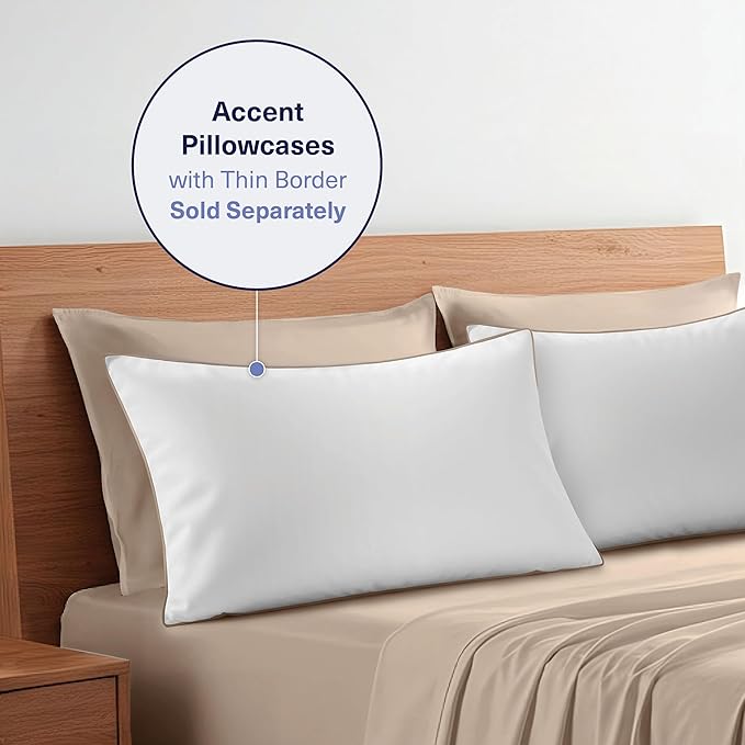 Kickoff Viscose Bamboo Sheets Twin XL Size 3-pc 100% Organic Bamboo Viscose Bed Cooling Sheets Twin XL Size Set Cool Bedding for hot Sleepers Sheet, Flat, Fitted, Pillowcase (Iced Latte, TXL)