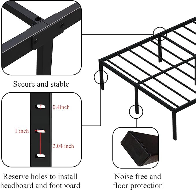 16 Inch California King Bed Frames No Box Spring Need, Platform Cal King Bed Frame with 14 Inch Storage, 3500 lbs Heavy Duty Metal Slats Support, Easy Assembly Mattress Foundation