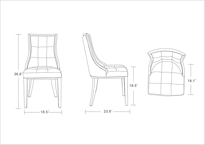 Manhattan Comfort Fifth Avenue Faux Leather Dining Chairs, Parsons Accent Furniture with Padded Wingback Seat, Fine Rectangular Stitching and Solid Beech Wood Frame, Set of 2, Tan