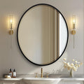 OVALCREST - Oval Wooden Beveled Wall Mirror for Home Decor, Bathroom, Vanity, Bedroom, Living Room, Hallway - London Style (Matte Black) 21.1 x 25.1