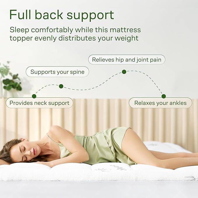 Ultra Soft Full XL Size Mattress Topper - Viscose Made from Bamboo Pillow Top Mattress Pad for Back Pain Relief - Naturally Cooling for Hot Sleepers, White
