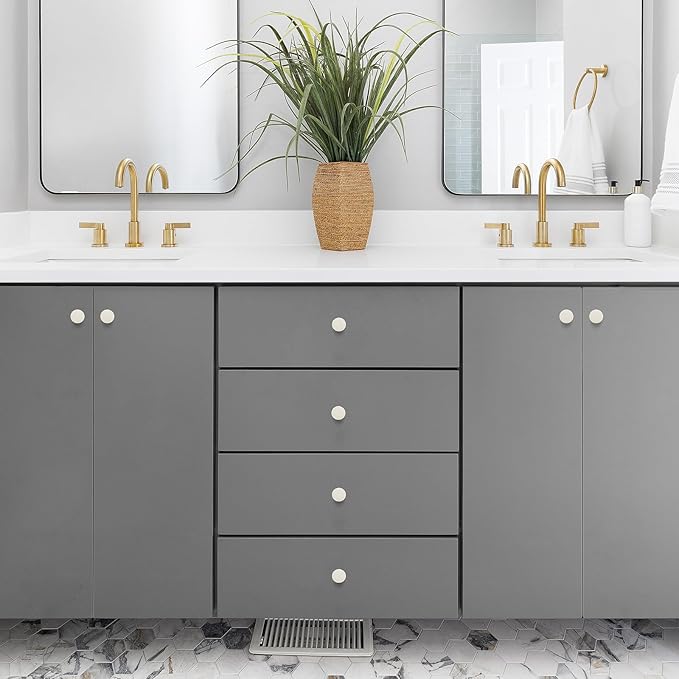 Ravinte 10 Pack Drawer Pulls 1-1/4 Inch White Kitchen Cabinet Knobs Solid Round Dresser Handles for Simple Cupboard Hardware