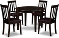 East West Furniture BOAN5-CAP-LC 5 Piece Dining Set Includes a Round Dinner Table and 4 Faux Leather Kitchen Dining Chairs, 42x42 Inch, Cappuccino