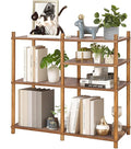 YGYQZ Wooden 3 Tier Storage Shelf, 5 Cube Short Small Book Shelf Simple and Natural Style Display Cubby Vertical Organizer Wood Open Storage Organizer for Small Space