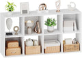 Sweetcrispy 8 Cube Storage Organizer - Open Cube Bookshelf with 4 Removable Back Panels, Display Storage Bookcase for Living Room, Bedroom, Entrance Hall, Home Office，47.7" L×11.6" W×24" H, White