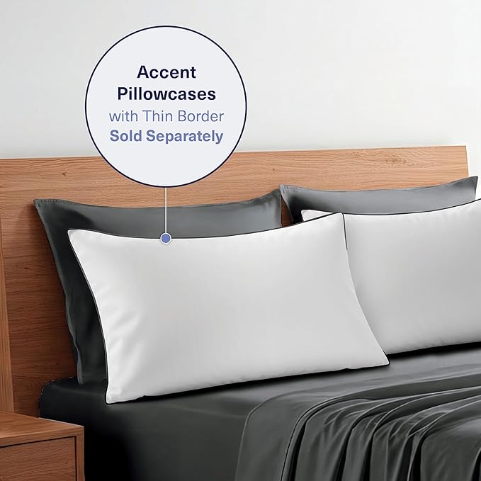 Kickoff Viscose Bamboo Sheets King Size 4-pc 100% Organic Bamboo Viscose Bed Cooling Sheets King Size Set Cool Bedding for hot Sleepers Sheet, Flat, Fitted, Pillowcases (Pewter,K)