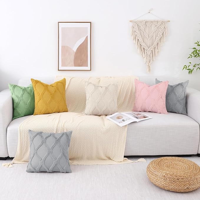 decorUhome Throw Pillow Covers 12x20 Inch Set of 2, Soft Plush Faux Fur Wool Lumbar Grey Couch Pillow Covers, Decorative Neutral Pillow Cases for Bed Sofa Living Room Home Decor