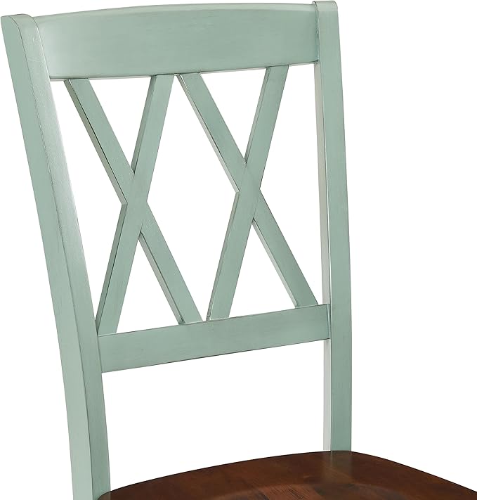 Crosley Furniture Shelby 5-Piece Traditional Dining Table Set for 4, Dinner Tables with Kitchen Chairs, Distressed Teal/Dark Cherry