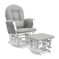 Storkcraft Premium Hoop Glider & Ottoman (White/Light Gray) — GREENGUARD Gold Certified Nursery Glider, Solid Wood Craftsmanship, Smooth-Gliding Nursery Chair and Ottoman, Award-Winning