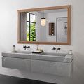 Amorho 48 X30 Inch Bathroom Mirror for Wall, Walnut Wood Grain Metal Framed Mirror, Anti-Rust, Hang Horizontally/Vertically, Suitable for Vanity, Bedroom, Farmhouse, Bathroom