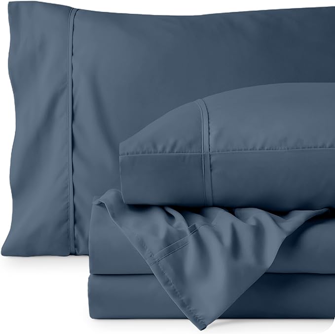 Bare Home King Sheet Set - Luxury 1800 Ultra-Soft Microfiber King Bed Sheets - Double Brushed - Deep Pockets - Easy Fit - 4 Piece Set - Bedding Sheets & Pillowcases (King, Bering Sea)