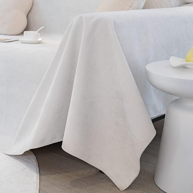 STACYPIK Waterproof Ivory White Sofa Covers Couch Cover for Pets, Anti-Cat Scratch Furniture Protector or 2 Cushion Couch, Washable Jacquard Recliner Loveseat Sofa Slipcover for Pets, Kids-71X102IN