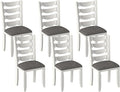 Solid Wood Dining Chair Set of 6, Kitchen Dining Room Chair with Upholstered Cushion & Wooden Legs, Modern Wood Side Chairs for for Kitchen, Washed Gray