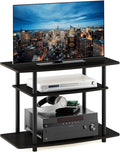 Furinno Turn-N-Tube No Tools 3-Tier Entertainment Center TV Stand for TV up to 32 Inch, Plastic Round Tubes, Espresso/black