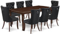 East West Furniture DODA9-MAH-12 9 Piece Kitchen Table Set Includes a Rectangle Dining Table with Butterfly Leaf and 8 Polyester Fabric Upholstered Chairs, 42x78 Inch, Mahogany