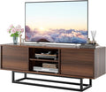 HAIOOU TV Stand for 50 55 Inch TV, Modern TV Console Small Entertainment Center with Sturdy Metal Base, Push-to-Open Doors and Soft-Close Hinges for Living Room, Bedroom - Walnut Brown