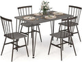 Tangkula Dining Table Set for 4, Kitchen Table and Chairs Set of 4 w/Metal Frame, 360° Swivel Feet, Space-Saving Dinette Table Set for Living Room, Restaurant, Breakfast Nook (Grey Oak)