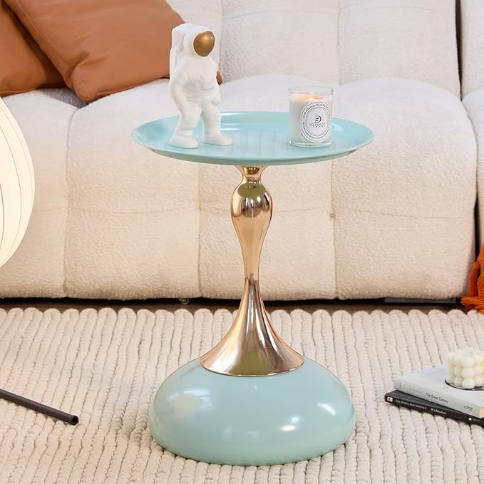 Stylish Hourglass Side Table - Contemporary Design for Living Rooms, Cafes, Dining Areas, Bedrooms, and Outdoor Spaces - Perfect Accent Piece for Any Decor (2, Light Green)