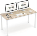 Teraves Computer Desk/Dining Table Office Desk Sturdy Writing Workstation for Home Office(55.11“, Beige + White Frame)
