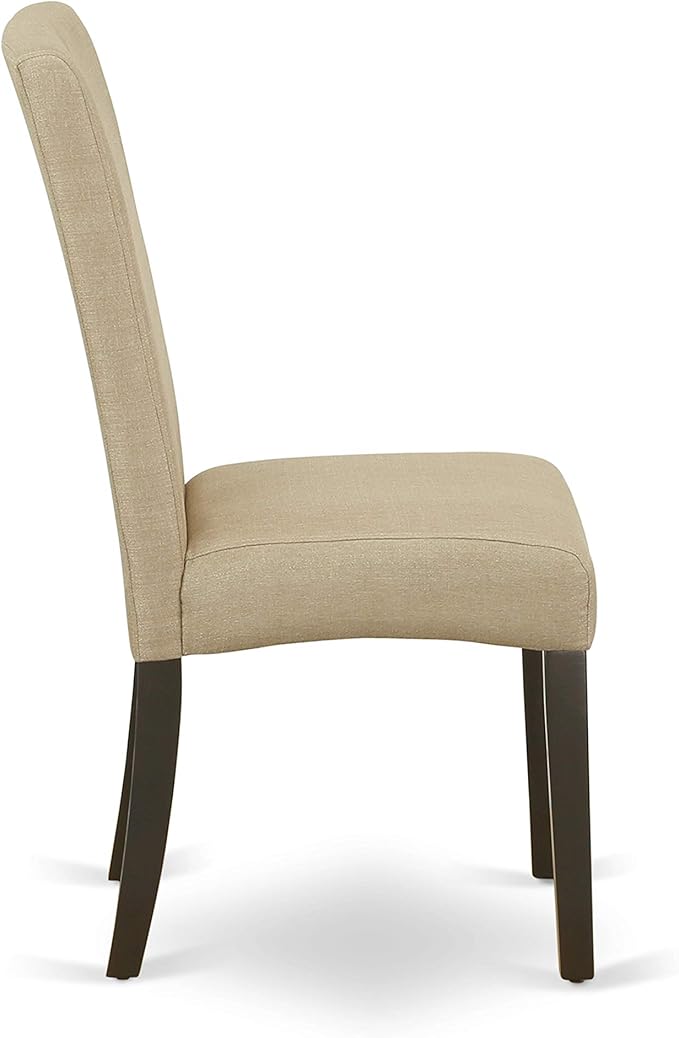 East West Furniture HEDR9-CAP-03 9 Piece Dining Room Table Set Includes a Rectangle Kitchen Table with Pedestal and 8 Brown Linen Fabric Parson Dining Chairs, 42x72 Inch, Cappuccino