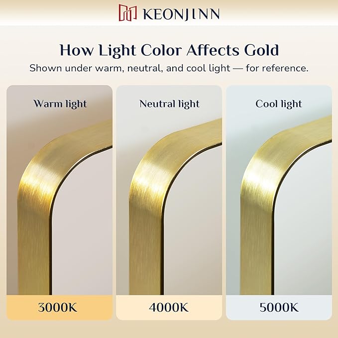 Keonjinn Brushed Gold Bathroom Mirror 72” x 36” Large Gold Bathroom Vanity Mirrors, Oversized Rounded Rectangle Mirror with Shatterproof HD Tempered Glass, Aluminum Alloy Frame(Horizontal/Vertical)