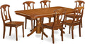 East West Furniture NANA7-SBR-W 7 Piece Kitchen Table Set Consist of a Rectangle Dining Table with Butterfly Leaf and 6 Dining Chairs, 40x78 Inch, Saddle Brown