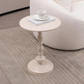Drink Table for Small Spaces, Martini Table Cocktail Tables Drink Stand, Modern Small Side Pedestal Table, Accent End Metal Round Coffee Table for Living Room, Bedroom, Patio, Bar, White