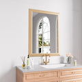 Amorho Bathroom Mirror, 28 X36 Inch Wall Mirror, Oak Wood Grain Metal Framed, Anti-Rust, Hang Horizontally/Vertically, Suitable for Bedroom, Farmhouse, Bathroom, Decorative