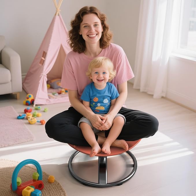 Spinning Chair for Autistic Kids - Sensory Spinning Chair for Autistic Children with Safety Handle & Non-Slip Design, Sensory Swivel Chairs for Kids 3-8 Years(Orange)