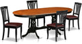 East West Furniture PLAV5-BCH-LC 5 Piece Kitchen Table & Chairs Set Includes an Oval Dining Table with Butterfly Leaf and 4 Faux Leather Dining Room Chairs, 42x78 Inch, Black & Cherry