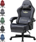 GTPLAYER Gaming Chair Fabric with Pocket Spring Cushion, Big and Tall Gamings Chairs 350LBS High Back Computer Chair with Footrest for Adults Lumbar Support Swivel Game Chair for Office Light Gray