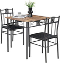 VECELO 3-Piece Small Kitchen Dining Table Set for 2, PU Padded Chairs, Retro Brown