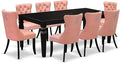 East West Furniture LGDA9-BLK-23 9 Piece Kitchen Set Consists of a Rectangle Dining Table with Butterfly Leaf and 8 Polyester Fabric Upholstered Chairs, 42x84 Inch, Black