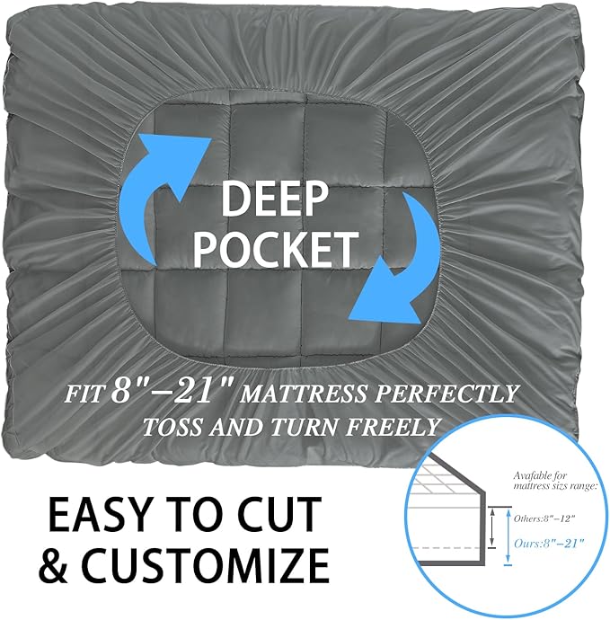 CYMULA Mattress Topper Super Queen Size - Extra Thick Cooling Mattress Pad Cover for Back Pain - Soft Mattress Protector Bed Topper Pillow Top with 8-21 Inch Deep Pocket 3D Snow Down Alternative Fill
