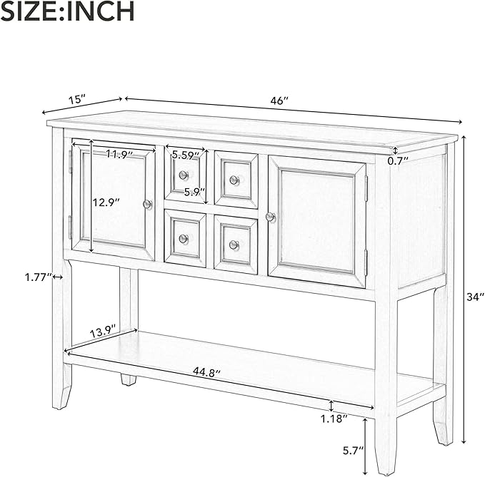 Merax Wood Farmhouse Buffet Table with Storage Shelf, 2 Drawers and Cabinets Buffet Coffee Bar Cabinet for Living Room Dinning Room Kitchen, Espresso