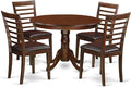 East West Furniture HLML5-MAH-LC 5 Piece Dining Table Set for 4 Includes a Round Kitchen Table with Pedestal and 4 Faux Leather Dining Room Chairs, 42x42 Inch, Mahogany